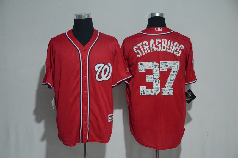 2017 MLB Washington Nationals #37 Strasburg Red Fashion Edition Jerseys->youth mlb jersey->Youth Jersey
